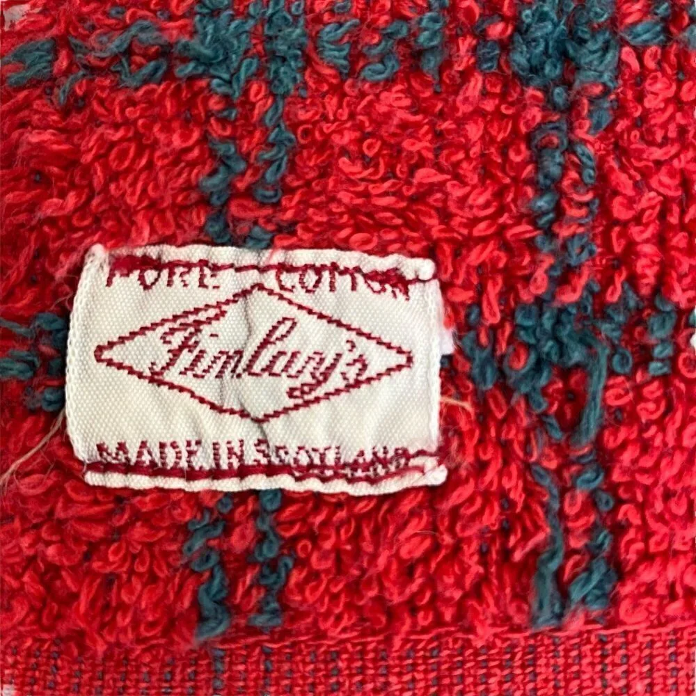 Vintage Plaid Towel Finley's Made in Scotland Holiday Red Green 21x38